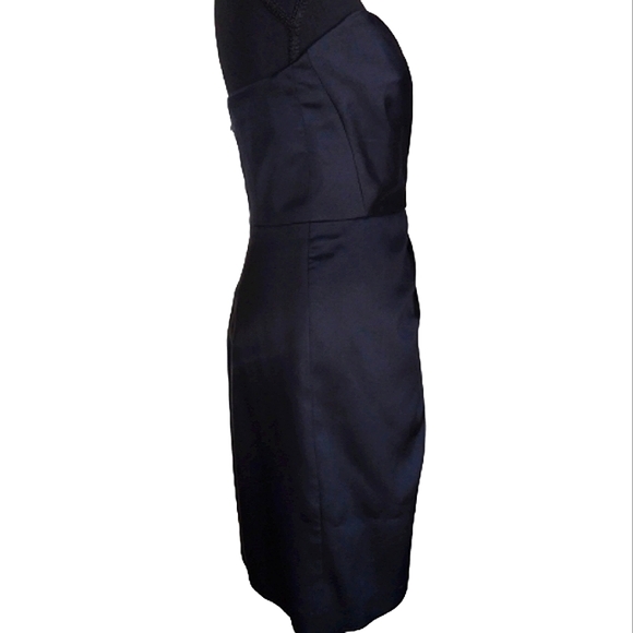 Vintage Milly of New York Black Tuxedo Strapless Wool/Silk Sexy Mini Dress Sz. 6 - Picture 5 of 9
